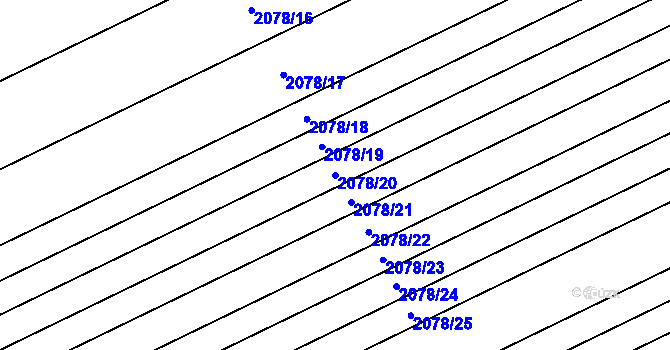 Parcela st. 2078/20 v KÚ Hrušky, Katastrální mapa