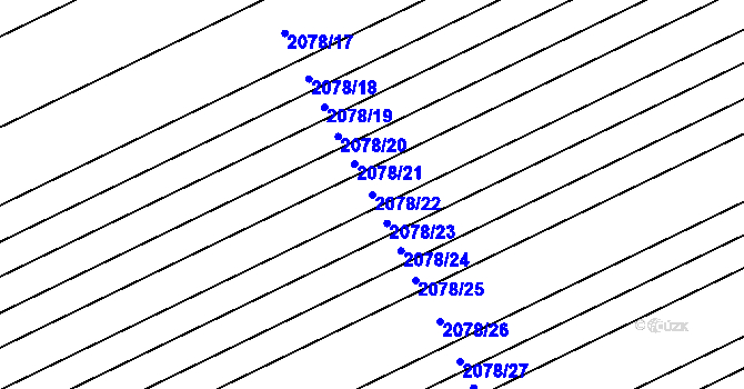 Parcela st. 2078/22 v KÚ Hrušky, Katastrální mapa