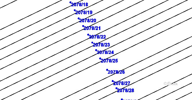 Parcela st. 2078/24 v KÚ Hrušky, Katastrální mapa