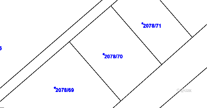 Parcela st. 2078/70 v KÚ Hrušky, Katastrální mapa