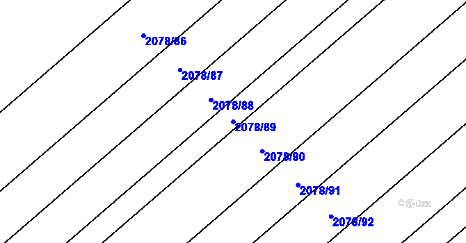 Parcela st. 2078/89 v KÚ Hrušky, Katastrální mapa