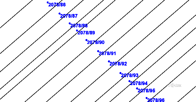Parcela st. 2078/91 v KÚ Hrušky, Katastrální mapa