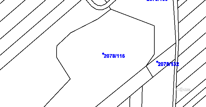 Parcela st. 2078/116 v KÚ Hrušky, Katastrální mapa