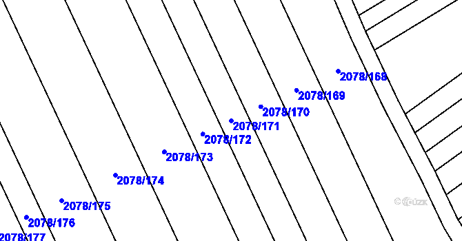 Parcela st. 2078/171 v KÚ Hrušky, Katastrální mapa