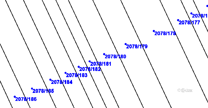 Parcela st. 2078/180 v KÚ Hrušky, Katastrální mapa