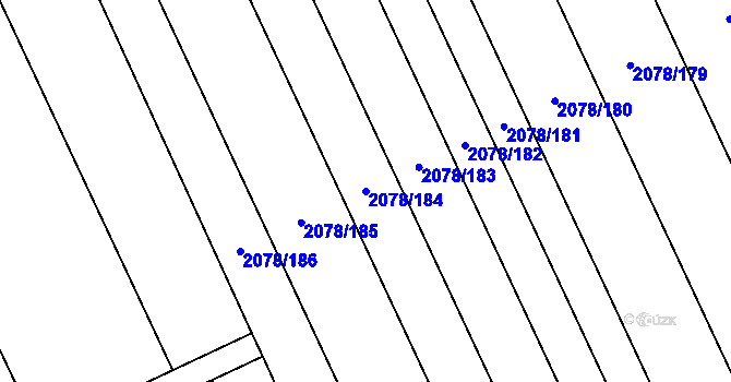 Parcela st. 2078/184 v KÚ Hrušky, Katastrální mapa