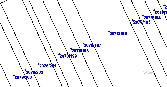 Parcela st. 2078/197 v KÚ Hrušky, Katastrální mapa