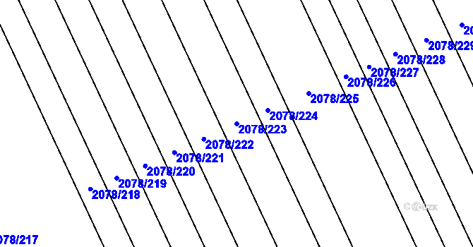 Parcela st. 2078/223 v KÚ Hrušky, Katastrální mapa