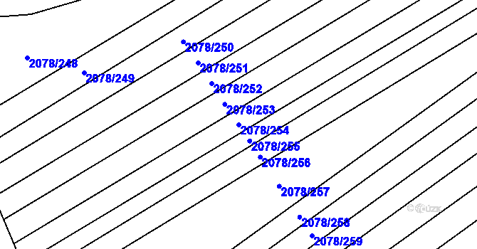Parcela st. 2078/254 v KÚ Hrušky, Katastrální mapa