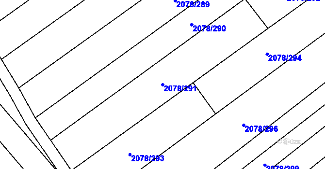 Parcela st. 2078/291 v KÚ Hrušky, Katastrální mapa