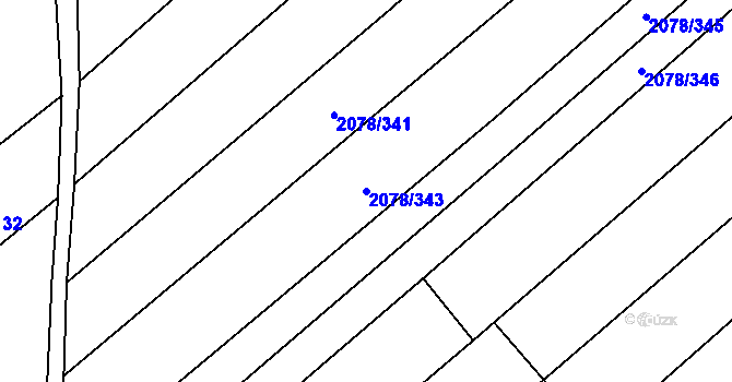 Parcela st. 2078/343 v KÚ Hrušky, Katastrální mapa
