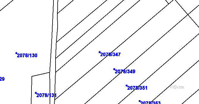 Parcela st. 2078/347 v KÚ Hrušky, Katastrální mapa