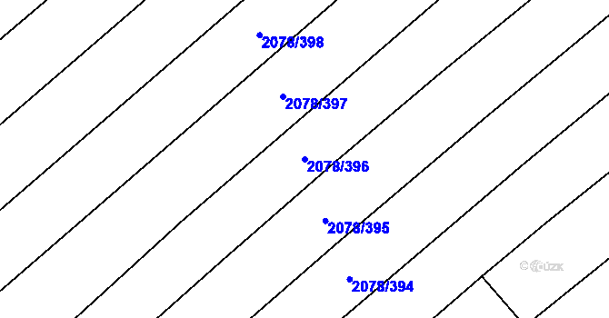Parcela st. 2078/396 v KÚ Hrušky, Katastrální mapa