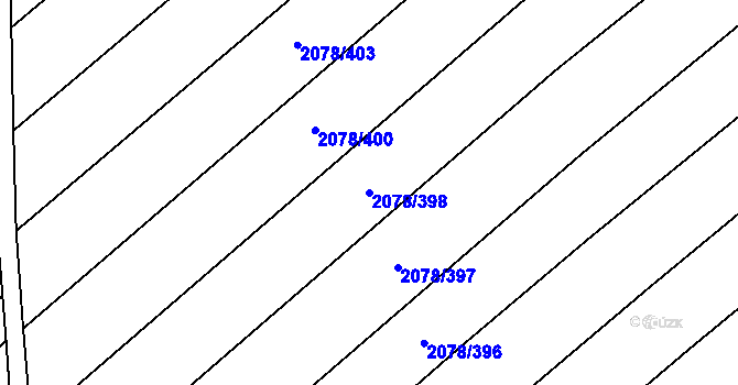 Parcela st. 2078/398 v KÚ Hrušky, Katastrální mapa