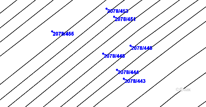 Parcela st. 2078/448 v KÚ Hrušky, Katastrální mapa