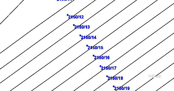 Parcela st. 2150/15 v KÚ Hrušky, Katastrální mapa