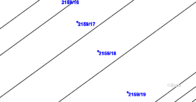 Parcela st. 2159/18 v KÚ Hrušky, Katastrální mapa