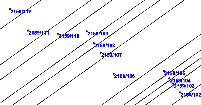 Parcela st. 2159/107 v KÚ Hrušky, Katastrální mapa