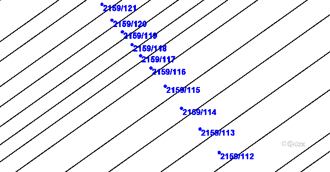 Parcela st. 2159/115 v KÚ Hrušky, Katastrální mapa