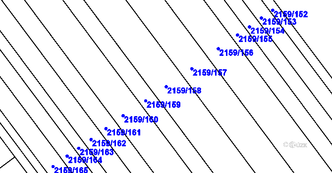 Parcela st. 2159/158 v KÚ Hrušky, Katastrální mapa