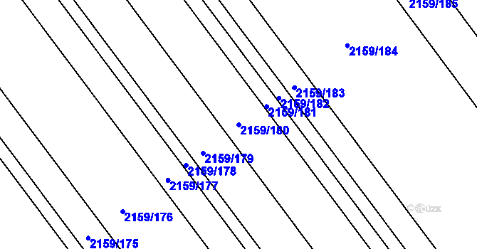 Parcela st. 2159/180 v KÚ Hrušky, Katastrální mapa