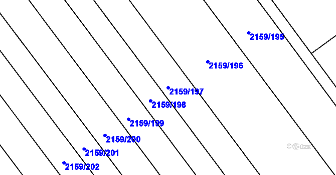 Parcela st. 2159/197 v KÚ Hrušky, Katastrální mapa