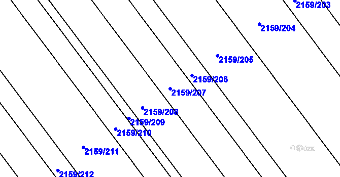 Parcela st. 2159/207 v KÚ Hrušky, Katastrální mapa