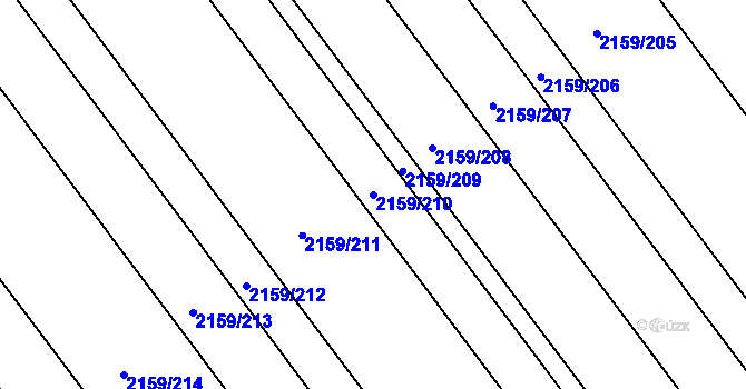 Parcela st. 2159/210 v KÚ Hrušky, Katastrální mapa