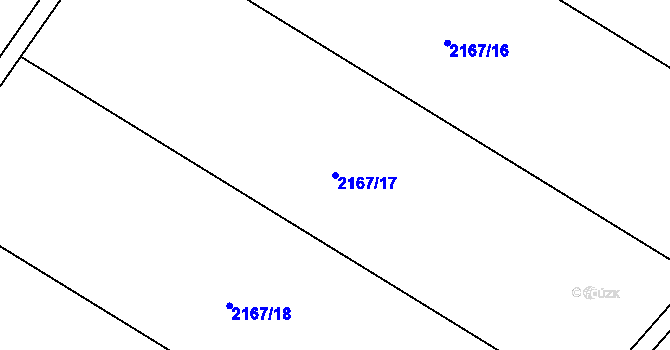 Parcela st. 2167/17 v KÚ Hrušky, Katastrální mapa