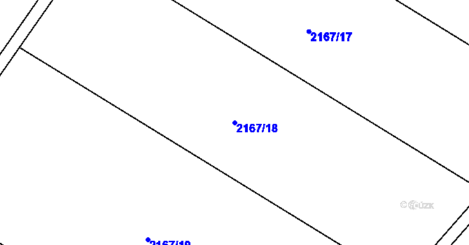 Parcela st. 2167/18 v KÚ Hrušky, Katastrální mapa
