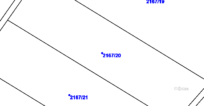 Parcela st. 2167/20 v KÚ Hrušky, Katastrální mapa
