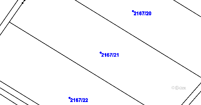 Parcela st. 2167/21 v KÚ Hrušky, Katastrální mapa