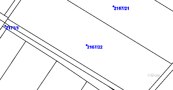 Parcela st. 2167/22 v KÚ Hrušky, Katastrální mapa