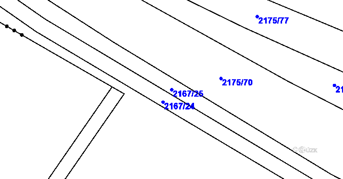Parcela st. 2167/25 v KÚ Hrušky, Katastrální mapa