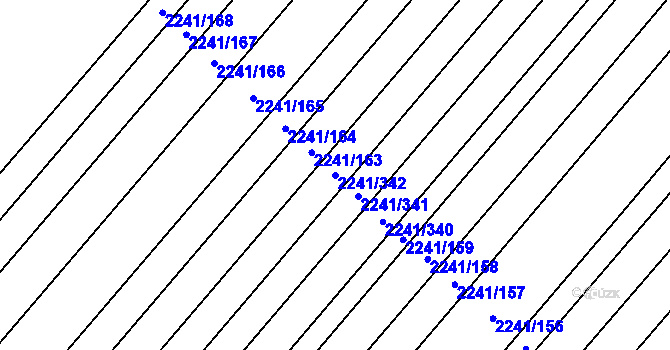 Parcela st. 2241/342 v KÚ Hrušky, Katastrální mapa