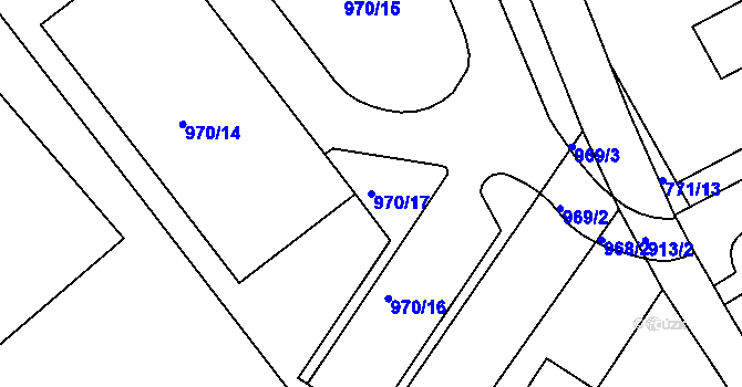 Parcela st. 970/17 v KÚ Hrušky, Katastrální mapa