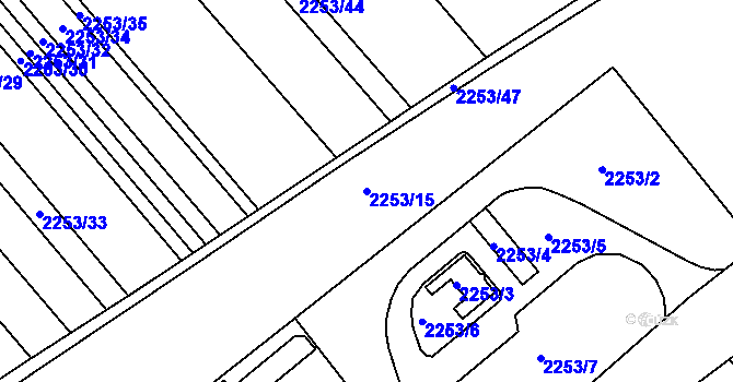 Parcela st. 2253/15 v KÚ Hrušky, Katastrální mapa