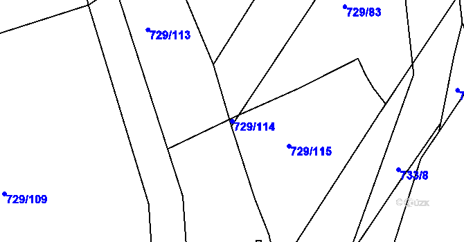 Parcela st. 729/114 v KÚ Hrušky, Katastrální mapa