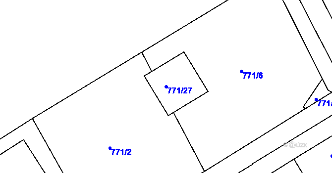 Parcela st. 771/27 v KÚ Hrušky, Katastrální mapa