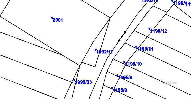 Parcela st. 1992/17 v KÚ Hrušky, Katastrální mapa