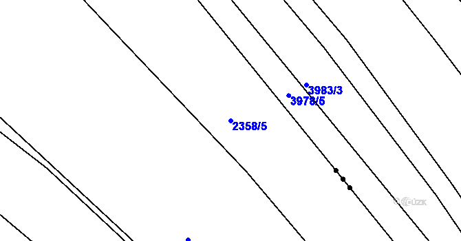 Parcela st. 2358/5 v KÚ Hrušky, Katastrální mapa