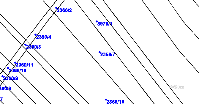 Parcela st. 2358/7 v KÚ Hrušky, Katastrální mapa