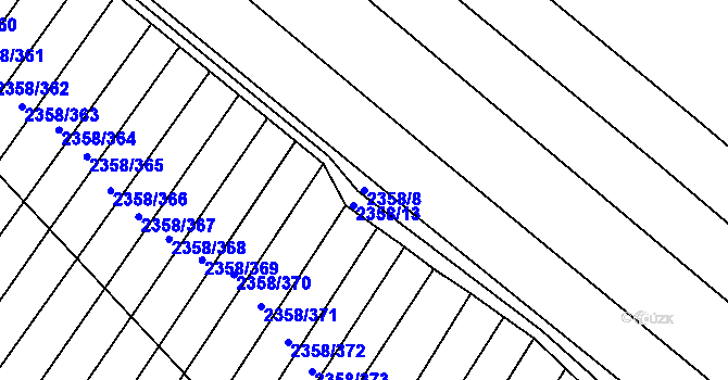 Parcela st. 2358/8 v KÚ Hrušky, Katastrální mapa