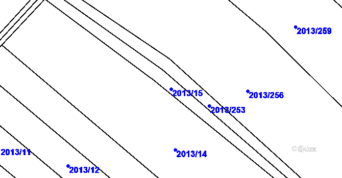 Parcela st. 2013/15 v KÚ Hrušky, Katastrální mapa