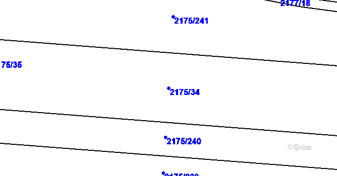 Parcela st. 2175/34 v KÚ Hrušky, Katastrální mapa