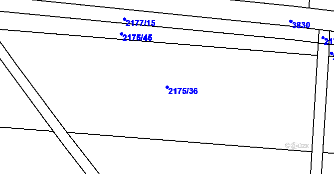 Parcela st. 2175/36 v KÚ Hrušky, Katastrální mapa
