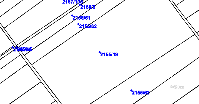 Parcela st. 2155/19 v KÚ Hrušky, Katastrální mapa