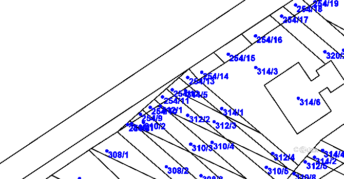 Parcela st. 254/12 v KÚ Hrušky, Katastrální mapa