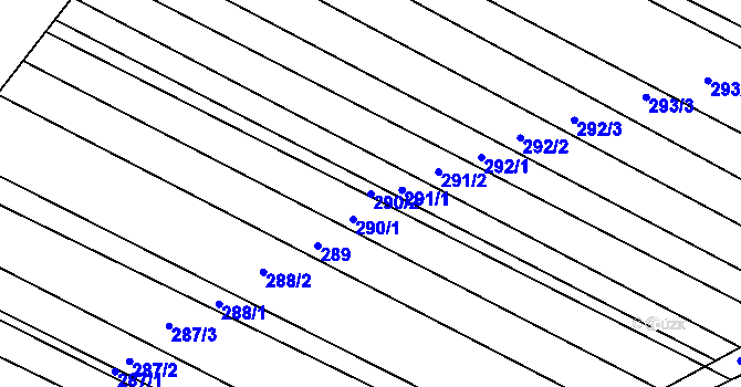 Parcela st. 290/2 v KÚ Hrušky, Katastrální mapa