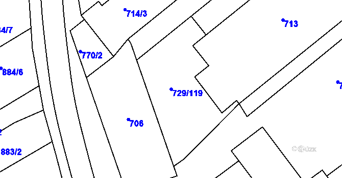 Parcela st. 729/119 v KÚ Hrušky, Katastrální mapa